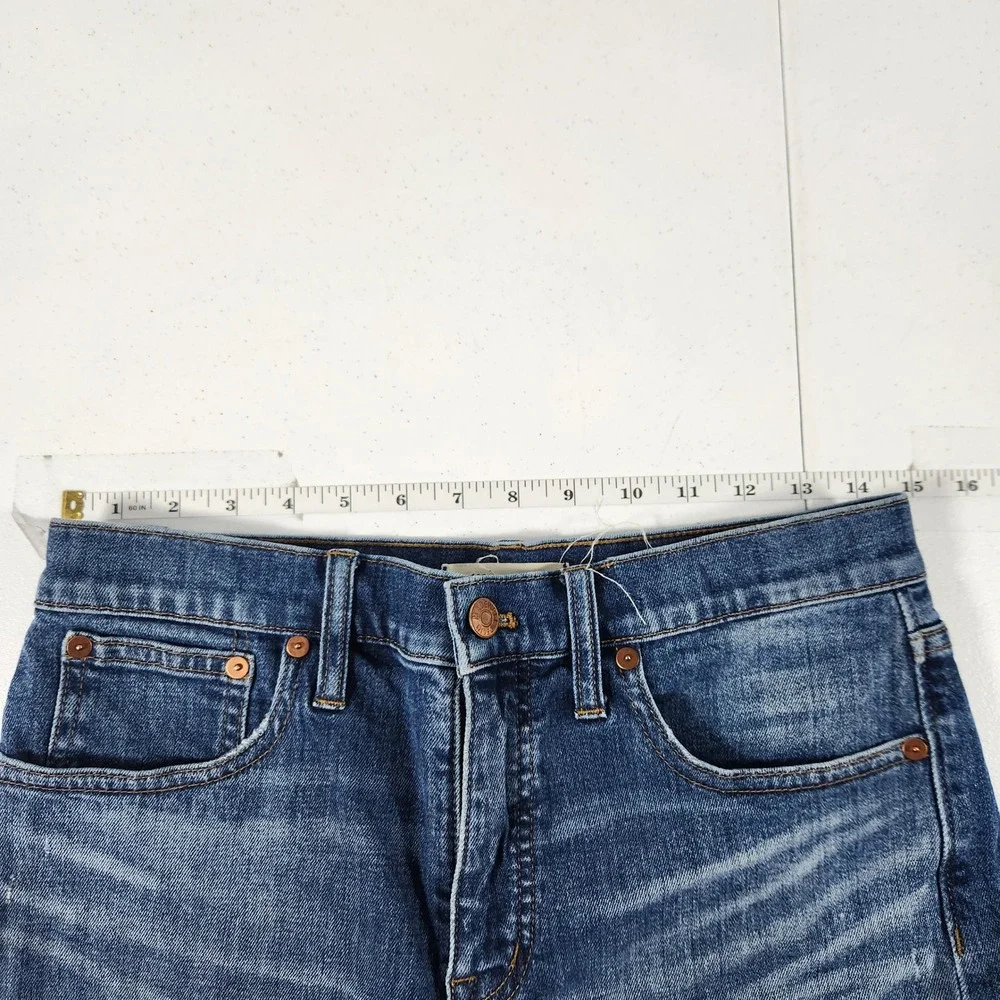 Madewell‎ High-Rise Denim Shorts Blue Raw Hem Size 28 Whiskered Summer Casual